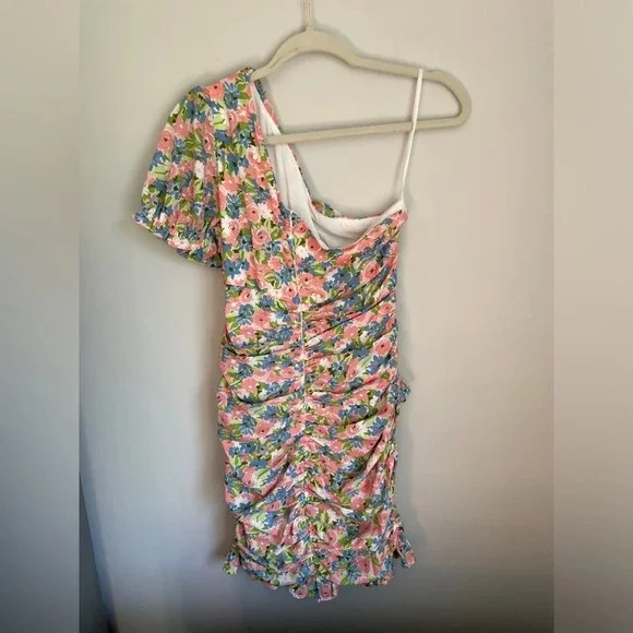 Urban Outfitters Kiss the Sky Floral One Shoulder Mini Dress Size Medium NWT - Picture 5 of 6